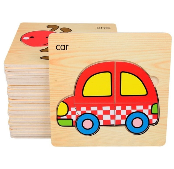 8 pcs Boxed interactive jigsaw puzzle toys puzzle wood enlightenment children car, fruit, vegetable, animal preliminary pattern education