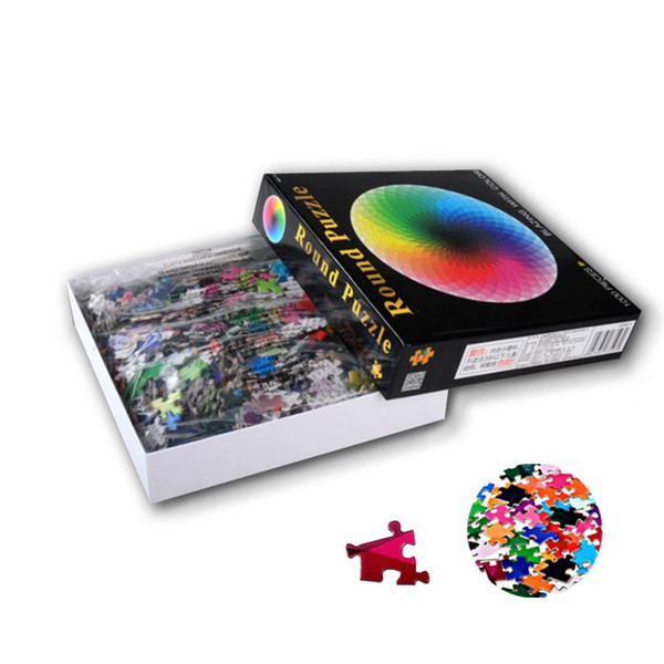 1000 Pcs Rainbow Round Puzzle 1000 Pieces Puzzle Box DIY Adult Puzzle Learning Education Jigsaw Educational Toys for Kids