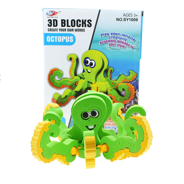 New Oxyphylla Spelling Insert Octopus Eight Claw Fish 3d Metal Three-dimensional Jigsaw Dinosaur Assembling Educational Toys Painting Snake