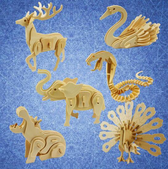 Funny 3D Jigsaw Puzzle Wooden Animal Wooden Toy Puzzles Jigsaw Horse Shape DIY Educational Toy Children Funny Gift Learning Toys