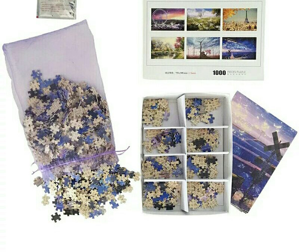 1000 pieces of adult decompression children's puzzle toy landscape elk peacock iron tower Jigsaw puzzle Free shipping