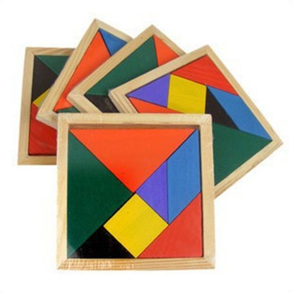 1 pc Wooden Tangram 7 Piece Puzzle Colorful Square IQ Game Brain Teaser Intelligent Educational Toy for Kids Children frozen