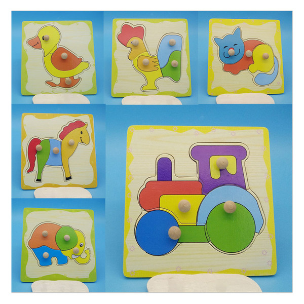 2019 New Carton Animal Wooden Puzzles Toy Games For Children Kids train Elephant giraffe