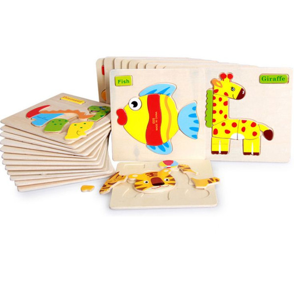 3D Wooden Small Animal Puzzle Building Blocks Baby 1-6 Years Old Children Three-dimensional Puzzle Board Intellectual Power Wooden Toys