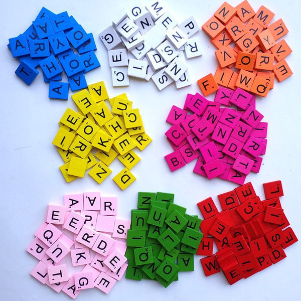 100pcs/set Wooden Alphabet Scrabble Tiles 16 colors Letters & Numbers For Crafts Wood C3360