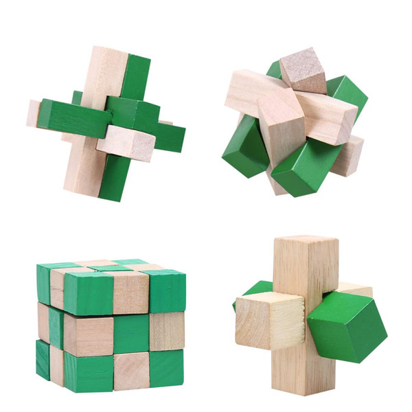 50PCS/lot Intelligence KongMing Locks Old China Ancestral Locks Traditional Wooden Brain Teaser Puzzle Educational Toys Magic Cube