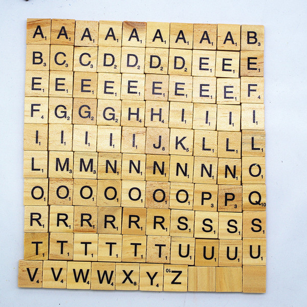 100pcs/Lot Wooden Alphabet Scrabble Tiles Black Capital Letters Lowercase & Numbers For Crafts Wood DIY Block Education Toy