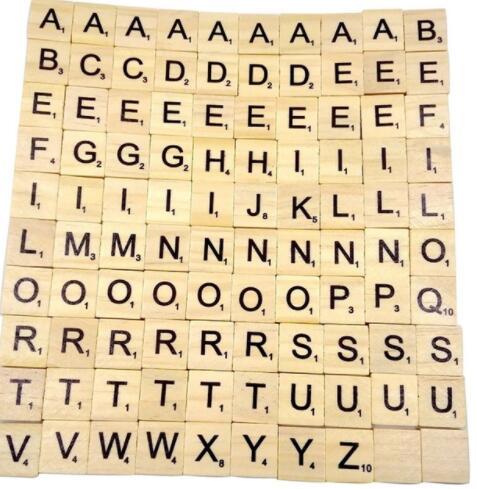 100pcs 1 lot Wooden Pieces Alphabet Scrabble Tiles Black Letters Numbers For Board Gift Wooden Scrabble Tiles KKA6591