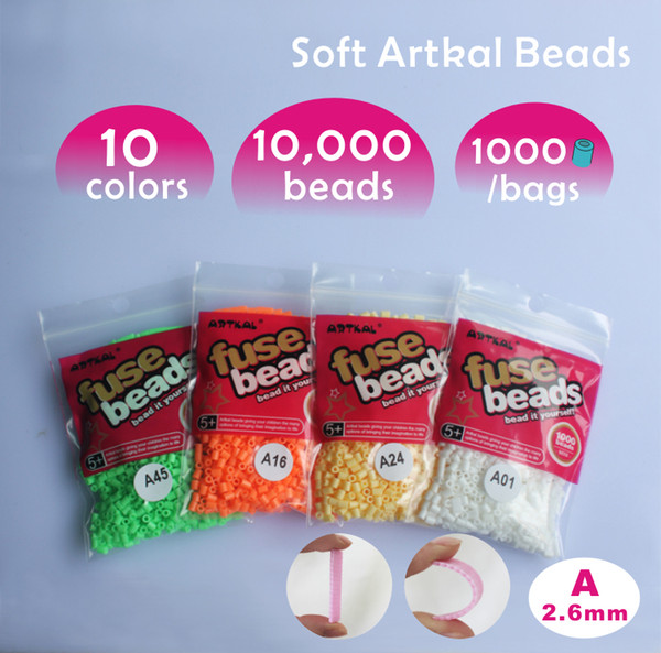 Wholesale-10 bags A-2.6mm SOFT flexible mini artkal beads (1000pcs/bag) mini soft beads