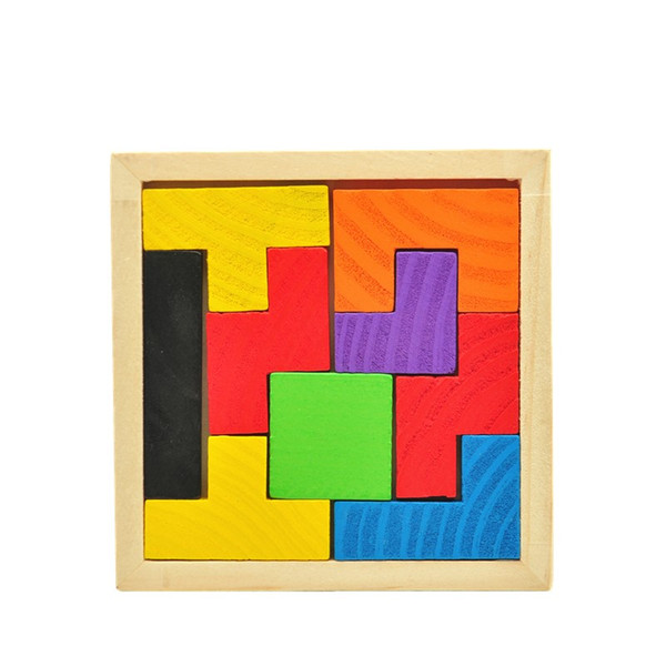 Wooden Tetris Game Educational Jigsaw Puzzle Toys Wood Tangram Brain-Teaser Puzzle Preschool Children Kids Toy