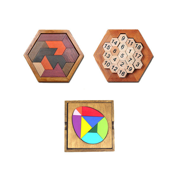 3Pcs/set Kids Puzzles Wooden Toys Tangram/Jigsaw Board Wood Geometric Shape Children Educational Toys for Kids Early Education