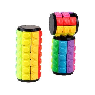 3/5/7 Layers Colorful Puzzle Cube 3D Spin and Slide Fidget Stress Cube Puzzle Toy Rainbow Color Cylinder Sliding Puzzle 3pcs/3 gift bag