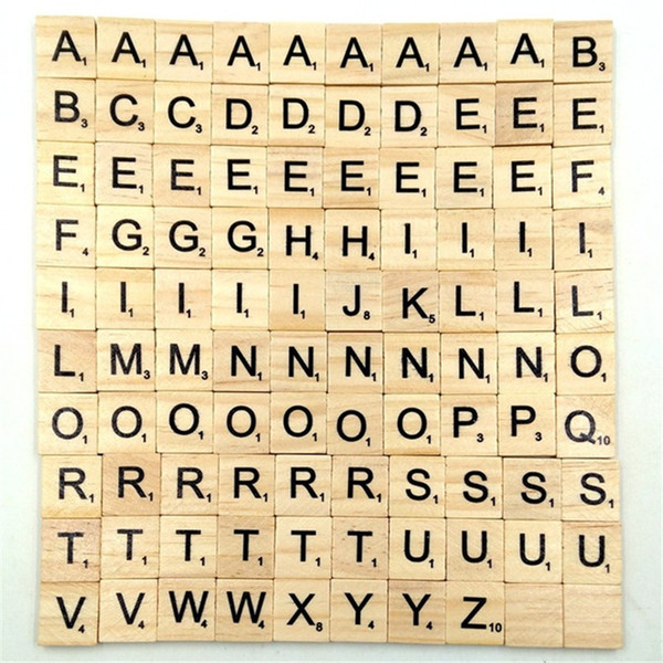 100 pcs/lot Wooden Alphabet Scrabble Tiles Black Letters & Numbers For Crafts Wood Toys for Baby hot