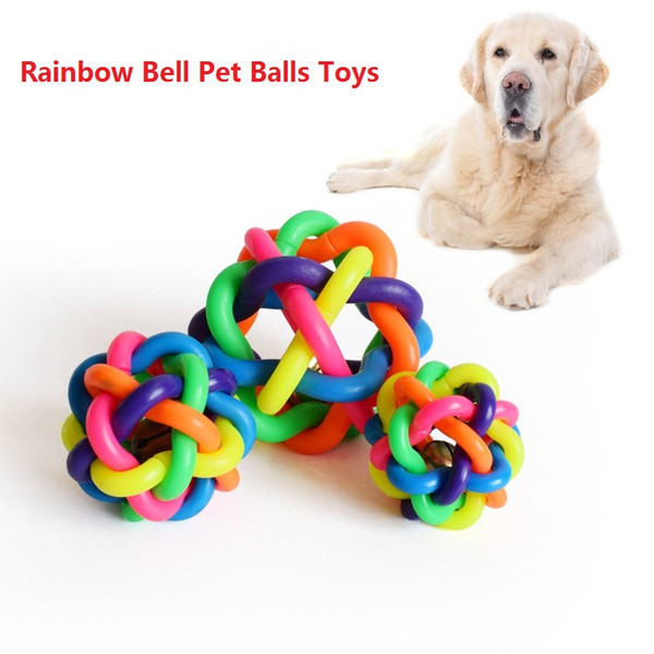 Dog Toys Dog Accessories Bell Pet Ball Rainbow Color Rubber Material Toy Hot Sale z080