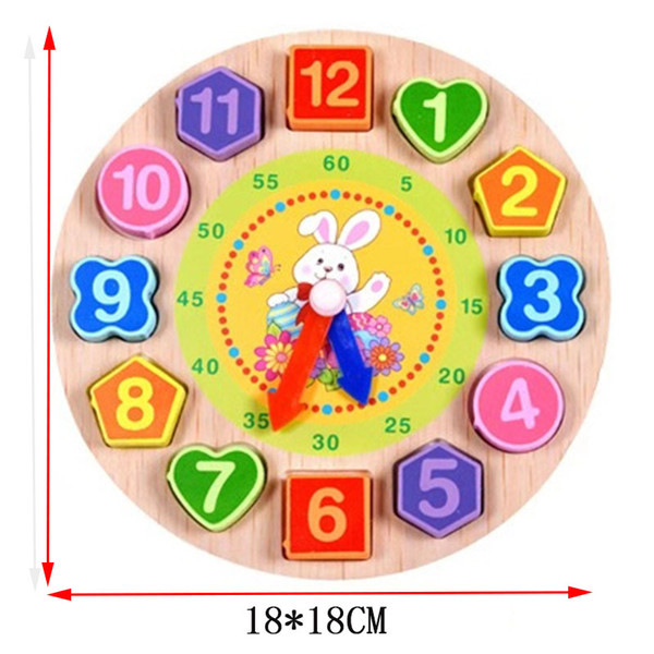 Wooden digital clock toys,puzzles game, animal cartoon patterns,geometric shape educational gift For Children kids