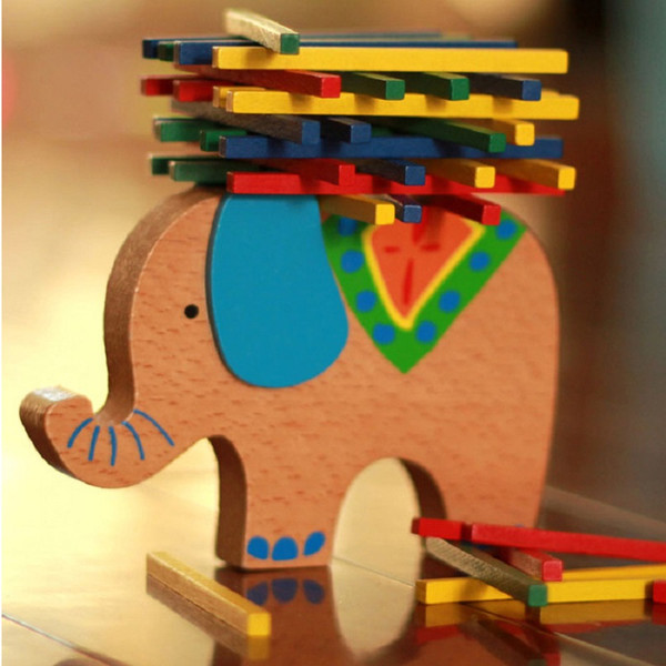 Novelty interesting color stick wooden elephant camel balance building blocks children's intelligence game interactive game toys