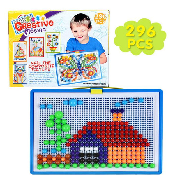 Wholesale 296pcs Mosaic Picture Puzzle Toy Children Composite Intellectual Educational Mushroom Nail Kit Toys 