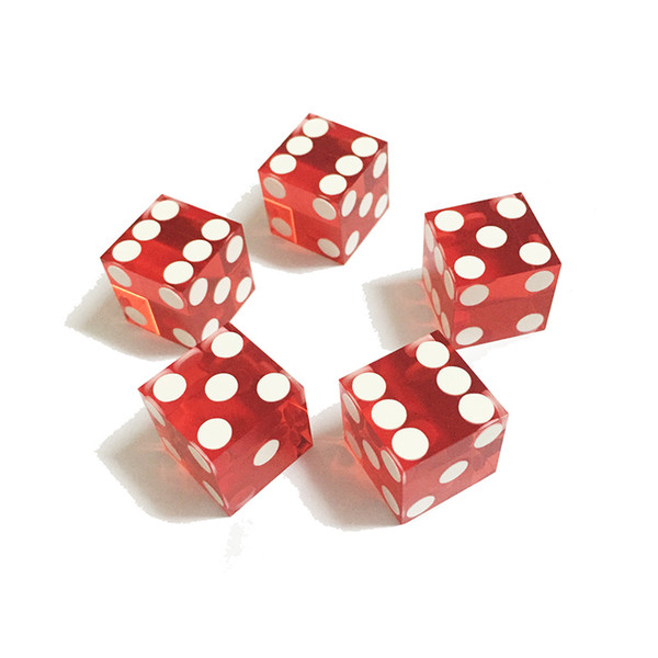 5PCS 19mm Right-angle Transparent Casino Craps Dice Grade Razor Edge Stick Red