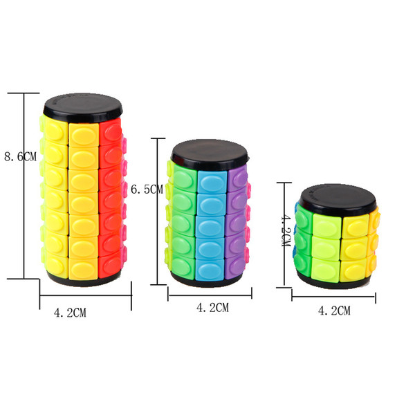 Rotate Slide Puzzle Cylinder Sliding Puzzles Cube 3D Spin and Slide Fidget Stress Cube Puzzle Toy Rainbow Color 3pcs/3 gift bag