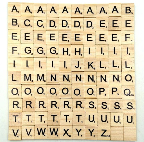 100pcs/lot Wooden Alphabet Scrabble Tiles Black Letters & Numbers For Crafts Wood Toys for Baby hot 