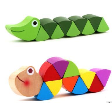 Colorful Wooden Worm Puzzles Kids Learning Educational Didactic Baby Development Toys Fingers Game for Children Montessori Gift