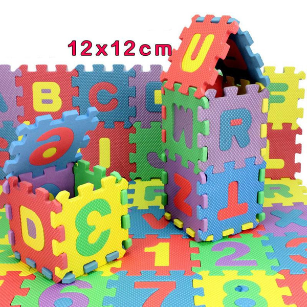 36pcs/Set English Alphabet Numerals Puzzles 12*12cm EVC Kids Rug Baby Puzzle Mat Soft Mat for Children