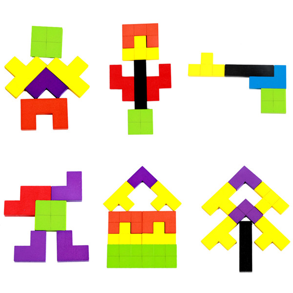 Free shipping Children's Puzzle power puzzle wooden toy Tetris shape Jigsaw game