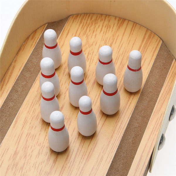 Mini Entertainment Desktop Bowling Game Set Wooden Bowling Alley Ten Metal Pin Ball Desk Children Kid Toys