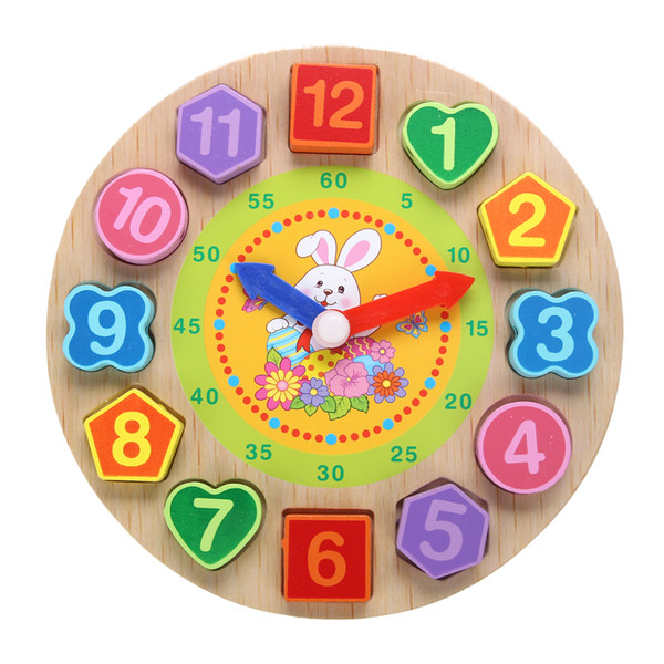 Cartoon Wooden Toys Puzzle Rabbit Threading Clock Toys For Children Educational Geometry Beads Baby Toys Wood Toy Juguetes