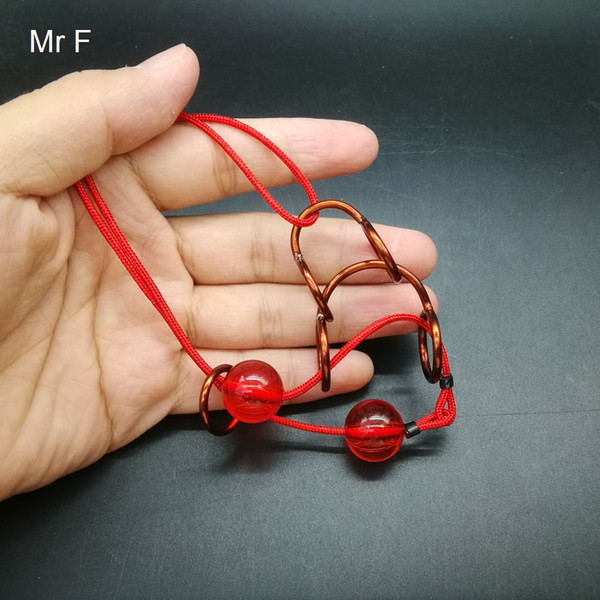 Kid Gift Red Copper Wire Puzzle Hand Made Toy Ring Rope Loop Puzzle