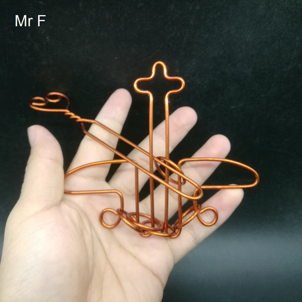 Novelty Gag Plane Shape Red Copper Wire Puzzle Hand Made Toy