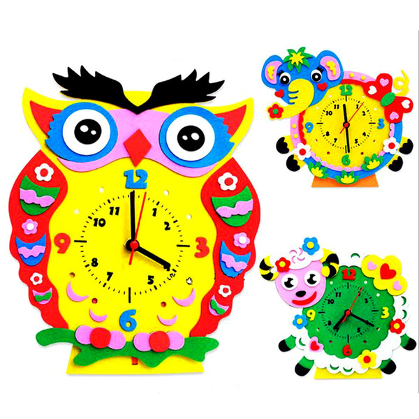 EVA Handmade DIY 3D Animal Clock Kids Bedroom Decorative Stickers Children Early Learinig Educational Toys Craft