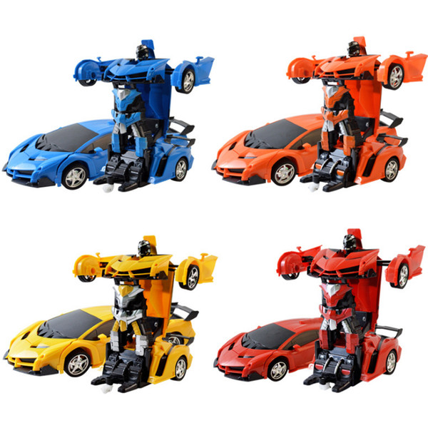 New One Key Deformation Remote Control Robot Racing Car Children Electric Simulation Model Car Toys for Kid Birthday Gift 2019