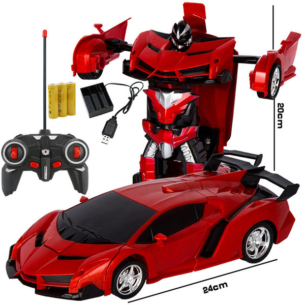 wholesale RC Car Transformation Robots Sports Vehicle Model Robots Toys Remote Control Deformation Car Kids Toys Gifts For Boys Gray
