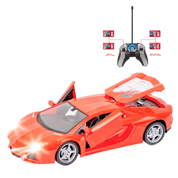 New Design Rc 1 :18 Flashing Rc Car 4ch Drift Model Remote Control Drift Cars Rechargeable Battery One Key Open Door With Radio Control