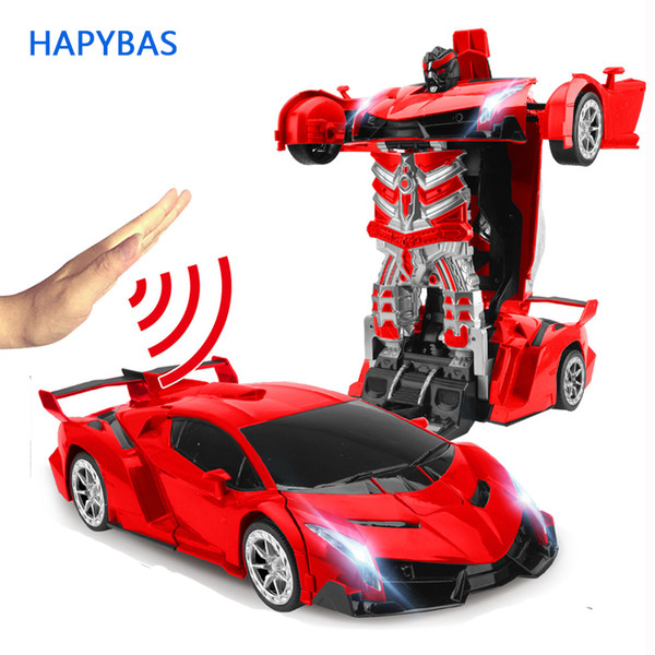 2.4Ghz Induction Transformation Robot Car 1:14 Deformation RC Car Toy led Light Electric Robot Models fightint Toys Gifts