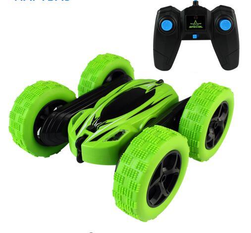 2.4Ghz Remote Control Cars Stunt Rc Car High Speed Flashing 3D Flip roll Green & Blue Electric Race Double S Toys Christmas gift