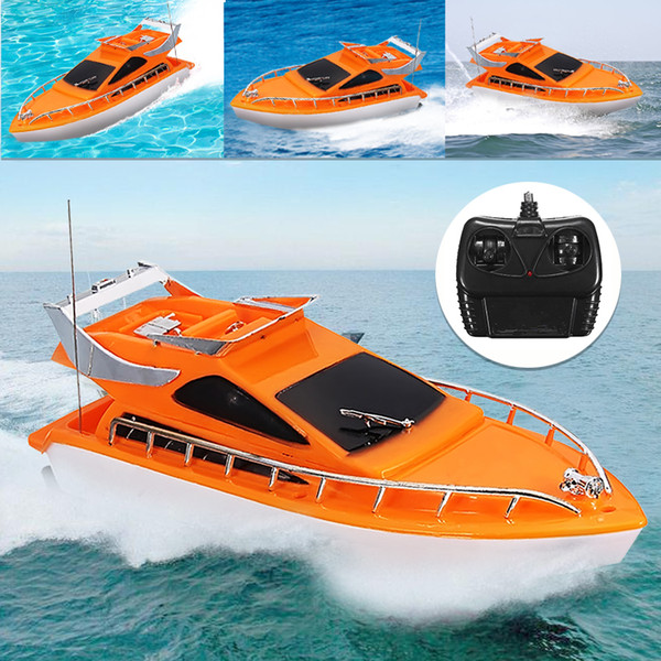 Orange Mini RC Boats Plastic Electric Remote Control Speed Boat Kid Chirdren Toy 26x7.5x9cm