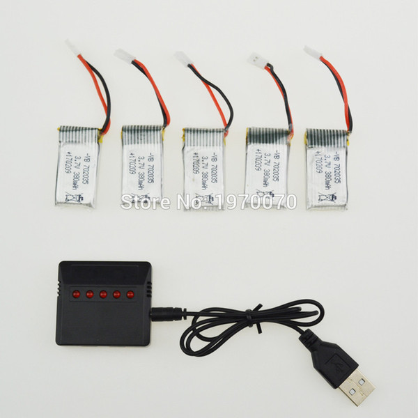 5PCS High Quality Li-Po Batteries RC Drone Quadcopter JJRC H31 3.7V 380Mah Battery MJX X916H X906T With 5 in 1 USB Cable Charger