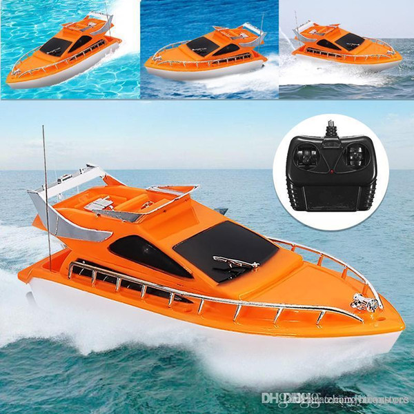 Orange Mini RC Boats Plastic Electric Remote Control Speed Boat Kid Chirdren Toy 26x7.5x9cm