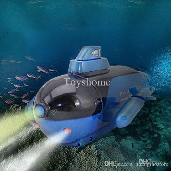 Wholesale-Scolour New Mini Electric Radio Remote Control Sub Submarine Boat Explorer Toy Kids Toy Gifts 219 blue Free shipping