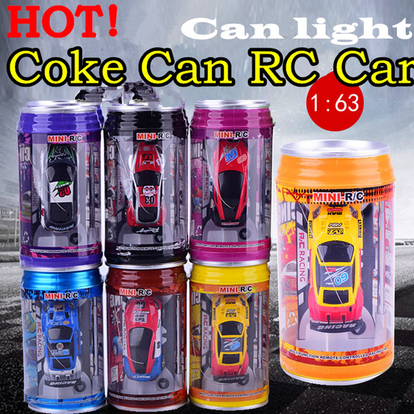 Hot !Original 7 Colors Coke Can Rc Car Radio Remote Control Car Micro Racing Car Toy 4pcs Road Blocks Kid 'S Toys Gifts