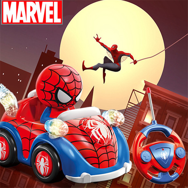 1:26 Spiderman Fighter Marvel Action Figure Super Hero Music Lights Led Collectible Model Remote Control Car Juguetes Kids Auto Show Car Toy