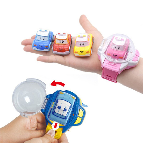 Remote Control Watch Cartoon Car Toys Mini Police Car Ambulance RC Puzzle Game Early Educational Toys Kids Boy Girl Best Gift