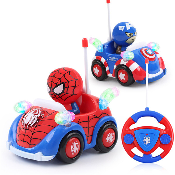 Captain America Light Music RC Car Toy Spiderman Remote Control Electric Toys Automatic Play Car kids toys Boy Girl Gift