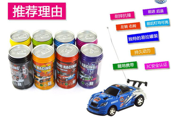 60Pcs Hot Selling Mini Coke Can RC Radio Remote Control Micro Racing Car Hobby Vehicle Toy Christmas Gift Free DHL 