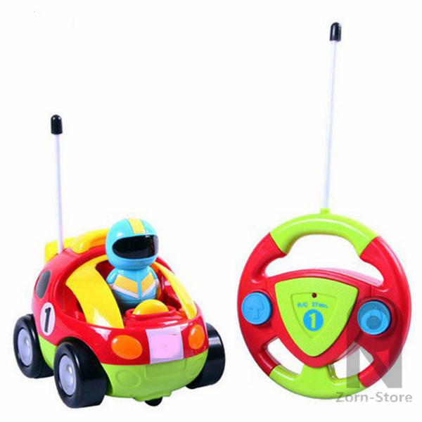 Zorn Store-Cartoon R/C Race Car Radio Control Toy With light and sound Mini steering wheel remote control car for Toddlers