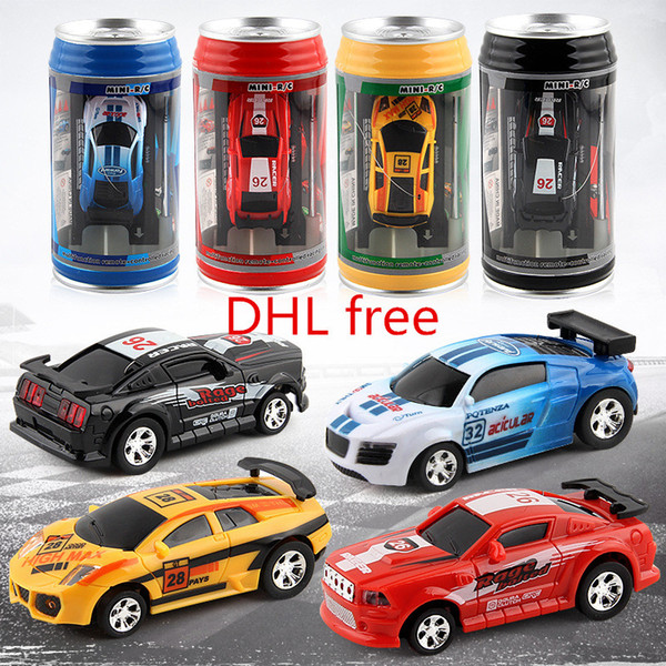 DHL free 4color Mini-Racer Remote Control Car Coke Can Mini RC Radio Remote Control Micro Racing 1:45 car for Kids