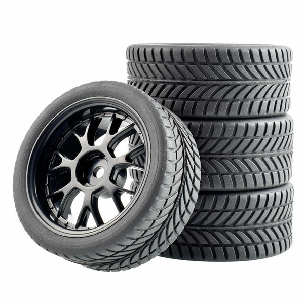 RC 907-6085 Rubber Tires & Plastic Wheel 4Pcs For HSP HPI 1:10 On-Road Car