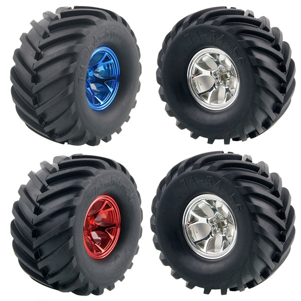 RC 0703-3003 Rubber Tires Blue Wheel Sets For HSP HPI 1:10 Monster Bigfoot Truck